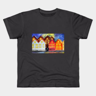 Bergen Illustration in watercolors and colored pencils Kids T-Shirt